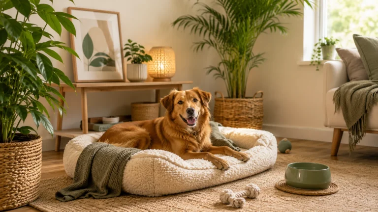 Cachorro descansando em um cantinho confortável dentro de apartamento